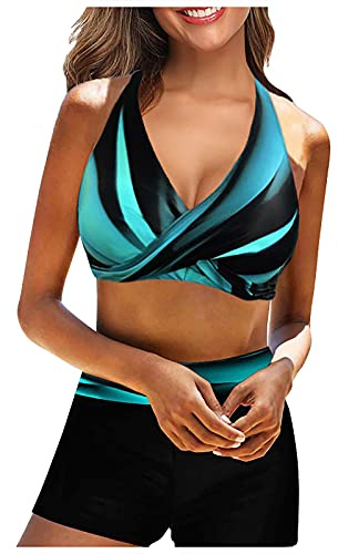Dream Room Badeanzug Damen, Bikini Damen Set Triangel Breites Unterbrustband Gerippte Bademode Zweiteiliger Badeanzug