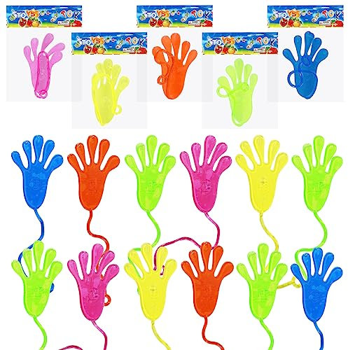 Bomtop 36 pièces Mains Collantes Enfants, Ensemble de Mains Collantes, Jouets Extensibles Paumes Sticky Hands, Jouet Collant, pour Cadeaux D'anniversaire ou de Fête pour Garçons et Filles