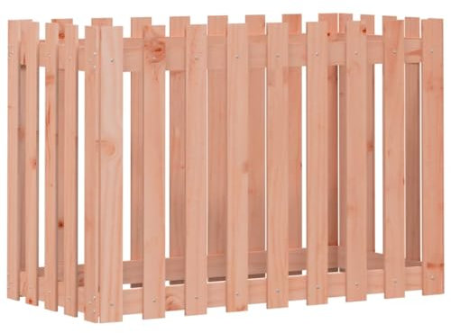 vidaXL Hochbeet, Pflanzkasten mit Lattenzaun-Design, Frühbeet Pflanzbeet für Garten Terrasse, Gemüsebeet Blumenkasten, 100x50x70 cm Massivholz Douglasie
