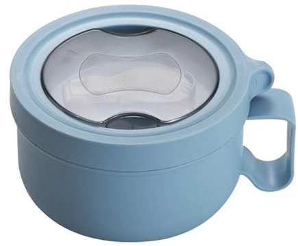 Fairnull Tazón de Ramen con asa y Tapa, tazón Grande para Fideos instantáneos sin BPA de 850 ml, tazón Redondo para Calentar en microondas, tazón para Sopa de Fideos, lonchera para Ensalada, Taz
