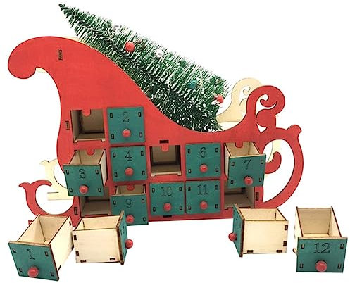 Alipis Holzblock Kalender für Weihnachten Kalender-countdown aus Holz Weihnachtsdeko Weihnachtsschmuck Weihnachtstischdeko
