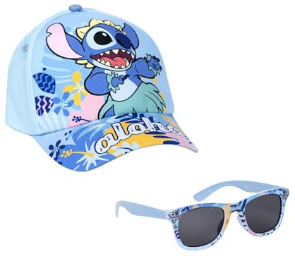 Disney Stitch Occhiali da Sole e Cappello per Ragazze, Occhiali da Sole Stitch Design con Protezione UV, Berretto Estivo per Bambini
