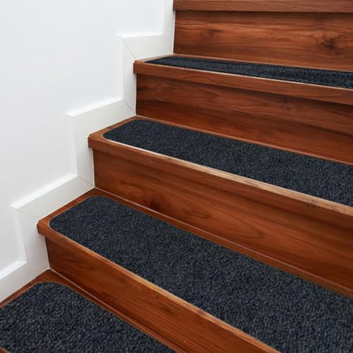 Myuilor Tappetino antiscivolo per scale, 76 x 25 cm, per interni, per gradini in legno, bordi per scale per bambini e cani, 100% poliestere con retro in TPE
