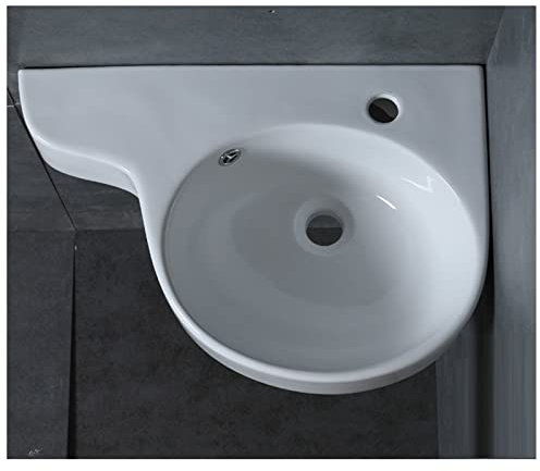 Badezimmer-Waschbecken, Wandmontiertes Eck-Waschbecken, Weißes Mini-Dreieck-Porzellan-Keramik-Wohnungs-Wand-Waschbecken, Schüsseln, Waschbecken