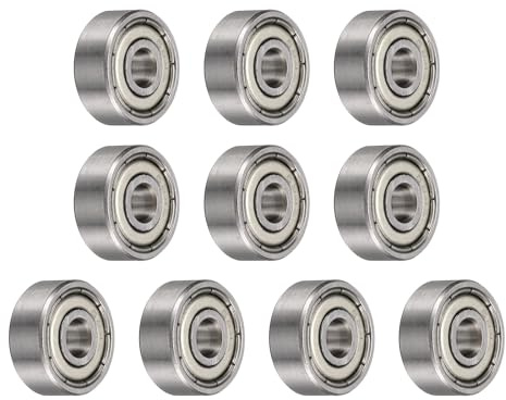 sourcing map 10pcs 624ZZ Bearing 4x13x5mm, Chrome Steel Double Shielded Miniature Bearing, Lubricated Deep Groove Ball Bearings, P6 (ABEC 3)
