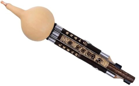 Trärörsinstrument, nationella musikinstrument Hulusi flöjt kinesisk handgjord traditionell hulusi Cucurbit flöjt med fodral och kinesisk knut(C Key)
