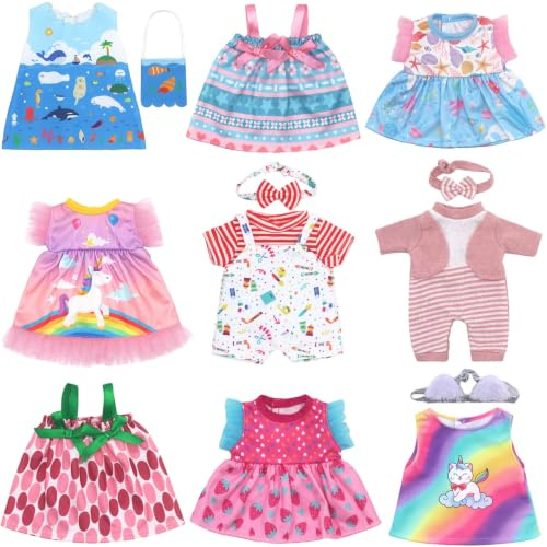 Puppenkleidung für 30-40 cm New Born Baby Puppen, Kleidung Bekleidung Outfits 6er-Pack (Keine Puppe)