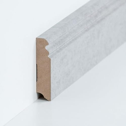 Proviston - Battiscopa in MDF, 19 x 80 x 2500 mm, nucleo in MDF laminato, grigio per incollare, viti e chiodi, 2,5 m, 1 pezzo