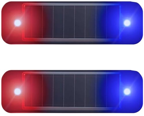 DINOWIN Solar Simulierter Autoalarm Auto simulierter Dummy Alarm LED Licht alarmanlage attrappe Blinklampe für Auto Motorrad Blinklichter (Rot/Blau)