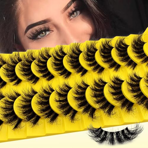 Lot de 10 paires de cils artificiels à bande transparente - 15 mm - Moelleux œil de chat - Aspect naturel (202)