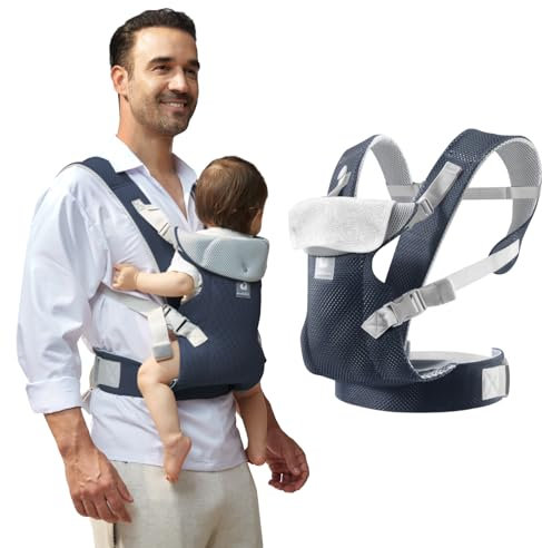 IULONEE Babytrage für Neugeborene Ergonomic Tragetaschen für Kleinkinder Babytrage ab Geburt Tragetuch Baby Carrier Vorder Rückseite Tragetasche für Neugeborene 3-36 Monate (Marineblau)
