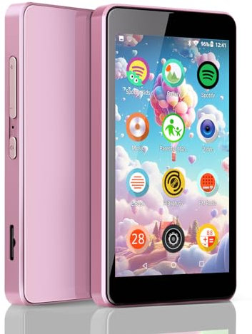 Kinder-MP3-Spieler mit Spotify, Elterngeräteüberwachung, Audible, Amazon Music, Libby, 4,0-Zoll-IPS-Kinder-Musik-Spieler mit bis zu 512 GB Speicher (Pink)