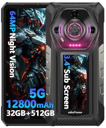 Ulefone Armor 30 Pro Outdoor Handy 5G Dual-Screen, 32GB+512GB/2TB, 6,95 FHD+ 120Hz & 3,4 Sekundärdisplay, 12800mAh 66W, 50MP+64MP Nachtsicht+32MP, Android 14, WiFi 6E/NFC/GPS/Fingerabdruck/Face ID