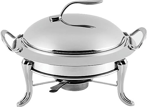 GUHPZA Chafing-Dish-Set Aus Edelstahl, Rund, Langlebig, Buffet-Wärmetablett Mit Deckel Und Chafing-Fuel-Halter Für Küchenpartys Und Bankette – Ohne Wasserpfanne,Silver-20cm