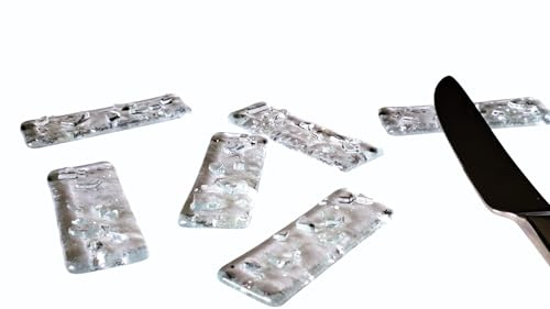 Porte-Couteaux Verre Transparent Lot 6 Fait Main France - Étui Tissu