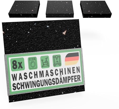 8 Anti Vibration Mat for Washing Machine & Tumble Dryer 90x90x15 mm - Universal Rubber Mat Anti Slip Feet Pad Made in Germany