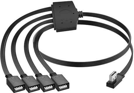 SinLoon USB A Splitter Cable, USB A Male to 4 Female USB 2.0 Extension Cord with Multi-Port Charging & Data Sync, OTG Supported, 480Mbps Transfer, Durable PVC Cable for Laptop/PC/Phone (Black) (R)