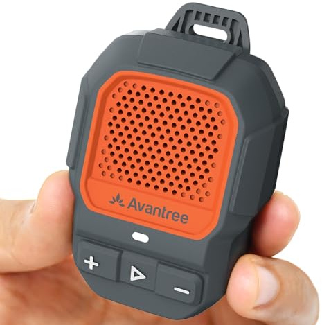 Avantree HomeBuddy – Altavoz Bluetooth Mini con Auracast, Rojo | 15 Horas de Reproducción, IP67 Impermeable, Diseño Clip-on Portátil para Música y Llamadas en Interior y Exterior