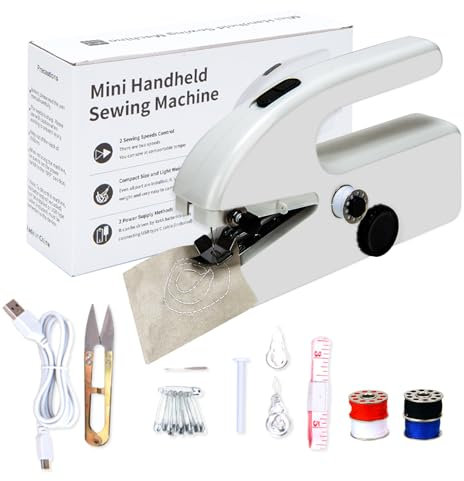Mini Nähmaschine mit Nähzubehör, Tragbare Wiederaufladbare Nähmaschine, Tragbare Elektrische Schnellstichwerkzeug für den Hausgebrauch, zum Nähen von Kleidung, Vorhängen, DIY Haus und Reisen