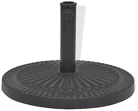 SKM Parasol Base Black Resin 30.9 lbs Decorative Inlays Round,Black (Weight 31.09KG)