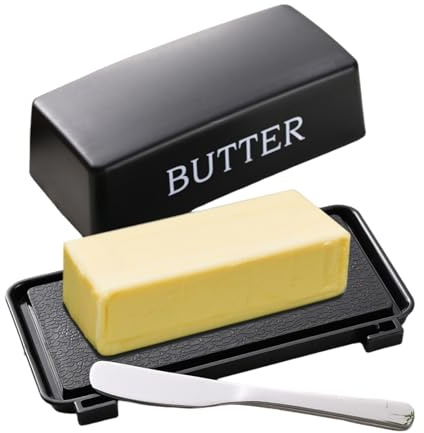 1 Pcs Butter Dish With Lid For Countertop, Kyraton Butter Crock With Stainless Steel Multipurpose Butter Knife, Dishwasher Safe Butter Container, Kitchen Gift For Wife, Mother