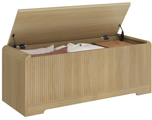 Homiflex Storage Chest, 47.2 Large Entryway Bench with Storage Natural