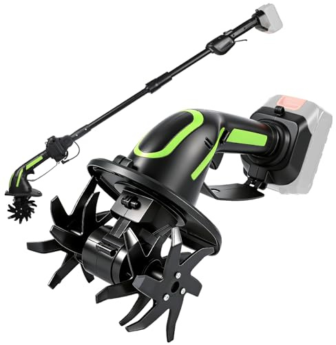 CISSIYOG Motozappa elettrica compatibile con Makita 21V, Coltivatore Elettrico 2-in-1 per Giardini e Prati, Profondità di Lavoro 10 cm, Larghezza di Lavoro 10 cm (Batteria non inclusa)
