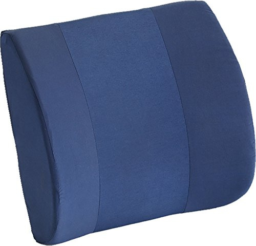 nova Lumbar Back Support Cushion – Contoured High-Density Foam Back Pillow for Office Chair, Car, Plane & Wheelchair – Adjustable Strap, Removable Washable Cover, Navy Blue (14” x 13”)