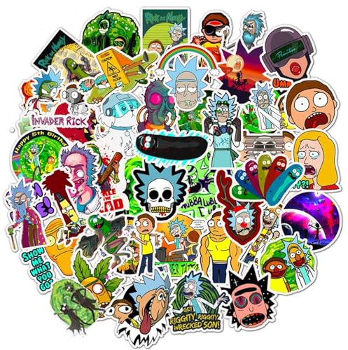 Tinyuet Pack d'Autocollants, 50 Pcs d’Autocollants Vinyliques Imperméables, pour Téléphones Mobiles, Ordinateurs Portables, Bouteilles d’eau, Valises des Jeunes ou Enfants - Cartoon Design