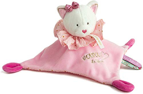 DOUDOU ET COMPAGNIE - Doudou Chat Plat Attrape-Rêves - Chat Rose - Boîte Cadeau - 20 cm - Doux et Réconfortant - Idée Cadeau de Naissance Filles & Garçons - Garantie Doudou Perdu - DC3538