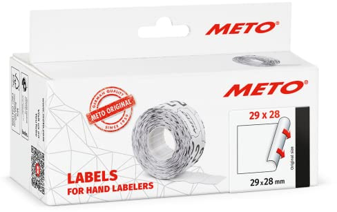 Meto Etiketten für Handauszeichner (29x28 mm, 3-zeilig, 3.500 Stück, weiß, permanent haftend, für Meto, Contact, Sato, Avery, Tovel, Samark etc.)