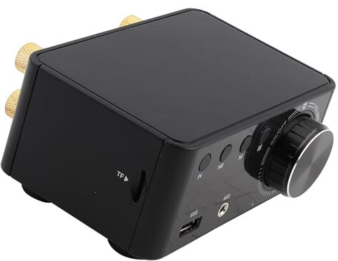 Bluetooth 5.0 Stereo Audio 2-Kanal-Verstärker Empfänger Mini-HiFi-Klasse Integrierter Verstärker für Heimlautsprecher 50 W x 2 mit Bass- und Höhenregelung(schwarz)