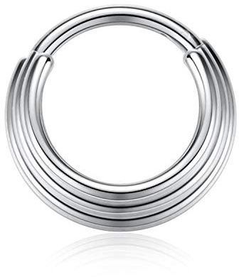 10mm 16G Silber Nasenringe 316L Chirurgischer Stahl Dreifach gestapelter Septum Ohrmanschette Helix Clicker Scharnierring Unisex Creolen Septum Piercing