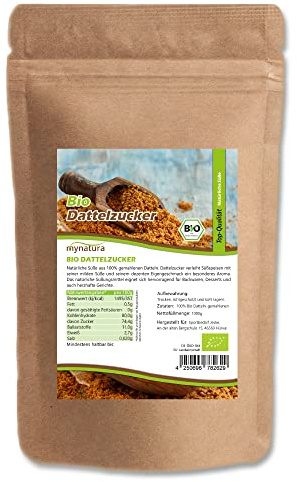 Mynatura Bio Dattelzucker I Pflanzlicher Zucker I 100% aus Datteln I Zuckeralternative I Aromatisch I Orientalische Süße I Naturprodukt I Ohne Zusätze I Im Beutel (2x 1000g)