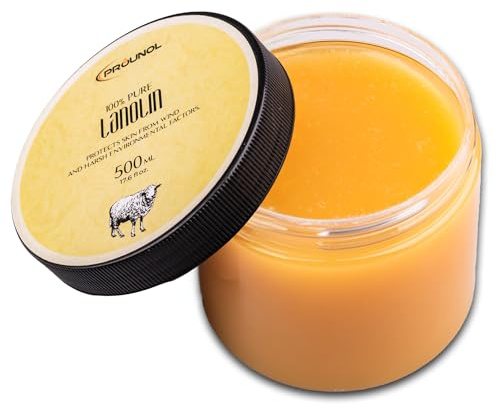 PROUNOL Lanolin Pure (Lanolin Anhydrous) en 100% naturlig kräm för hand och fotvård, 500 ml burk