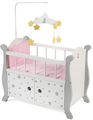 Bayer Chic 2000 510-95 - Puppenbett mit Mobile, Puppenmöbel, Stars grau