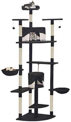 Chenshu Katzen-Kratzbaum, Katzenzubehöhr, Kratzbaum Für Katzen, Katze Baum, Katzenkratzbaum, Katzenturm, Katzenmöbel, mit Sisal-Kratzsäulen 203 cm Schwarz und Weiß