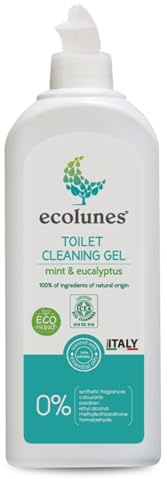 Ecolunes gel detergente per WC, menta ed eucalipto, 100% di ingredienti di origine naturale, non provoca allergie, dermatologicamente testato, è formulato con potenti detergenti a base vegetale, 500ml
