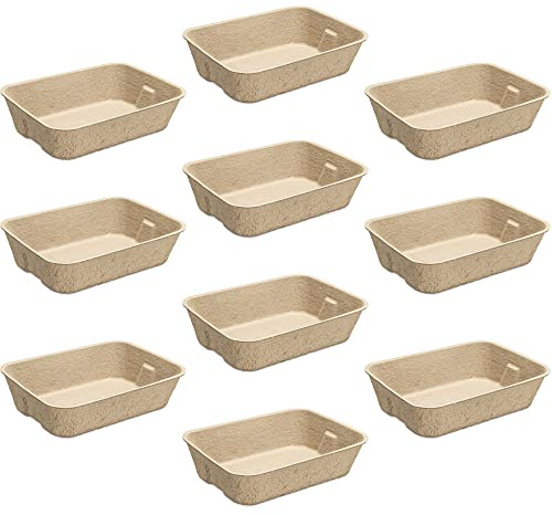 Navaris Arenero para Gatos portátil - Set 10x Bandeja de cartón Biodegradable para Arena de Gato - Bandejas de Viaje para areneros de 40,5 x 30 cm
