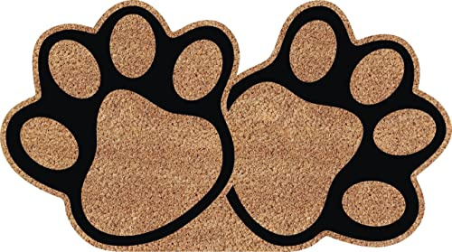Intrecci Zerbino Ingresso Zampine In Cocco 40x70 Cm, Fantasia, Retro Pvc Antiscivolo, Tappetino Esterno Per Animali