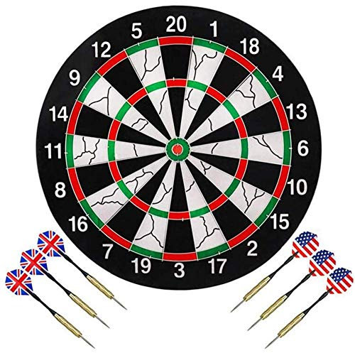 Darts & Dartscheiben, professionelles Unterhaltungs-Dartscheiben-Set, doppelseitige Dartscheibe mit 6 Dartpfeilen, 18-Zoll-Turniergröße, hängendes Zahlenzielspiel für den