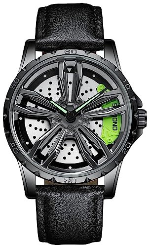RORIOS Relojes de Ruedas Coche Reloj de Pulsera Deporte 3ATM Impermeable Moda Esqueleto para Hombre
