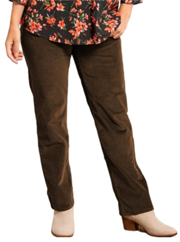 Onsoyours Femmes Élastique Taille Velours Côtelé Pantalons Casual Taille Haute Automne Hiver Décontracté Sarouel Couleur Unie Lâche Pantalon Rétro Trousers A Marron XXL