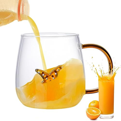 Neamou Tasses en Verre - Tasse avec Un Animal Mignon à l'intérieur,Boissons de Bar, Tasse à café glacé, Verres à jus, Tasse à thé en Figurine de Dessin animé pour café glacé, jus, Whisky