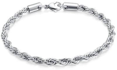 5,7mm Twisted Rope Bracelet Hip Hop Jewelry 316L Stainless Steel For Men and Women's Thick Chain Gold/Silver