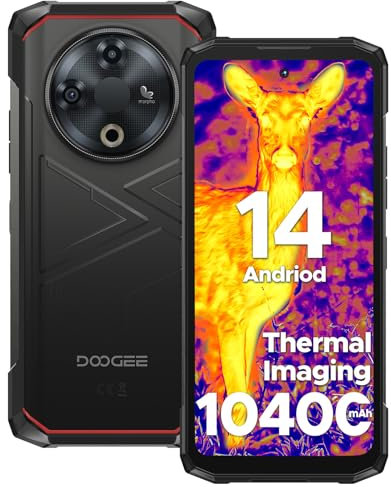 DOOGEE Fire 6 Rugged Smartphone(2025), Thermal Imaging Rugged Phone Android 14, 10400mAh, 16GB+256GB/2TB, 90Hz 6.56’’FHD+, 4G Dual SIM IP68 Waterproof Phone, 50MP/3 Card Slots/Fingerprint ID, Black