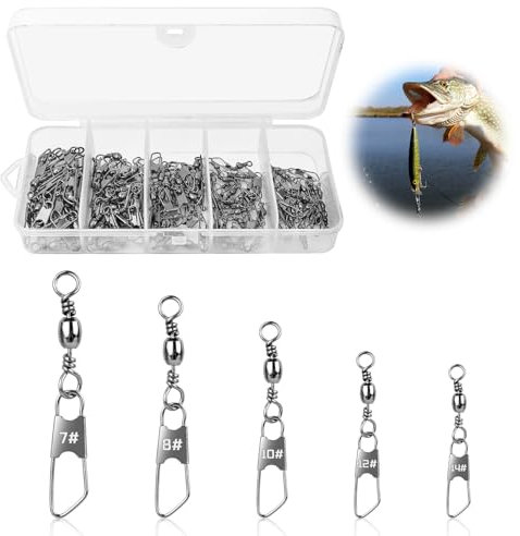 100 Piezas Barril de Pesca Giratorio, Conectadores Emerillones, Cambio Rápido Emerillones de Pesca, Giratorio de Pesca, Emerillones para Pesca, Chasquido Conectadores Emerillones, Accesorios de Pesca