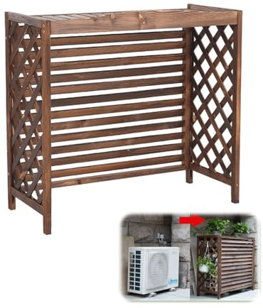 Aire Acondicionado De Madera Persianas De Carcasa Aire Acondicionado De Madera Maciza Cubierta Decoración De Pantalla De Aire Acondicionado Para Aire Acondicionado Exterior Rejilla Aire Acon(XL)