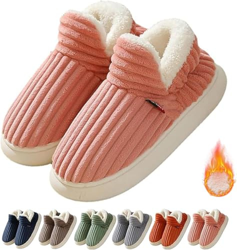 Bekväma och eleganta plyschtofflor, plyschtofflor, vinterbekväma unisex-tofflor, vardagsskor för hemmet (38/39EU, rosa)