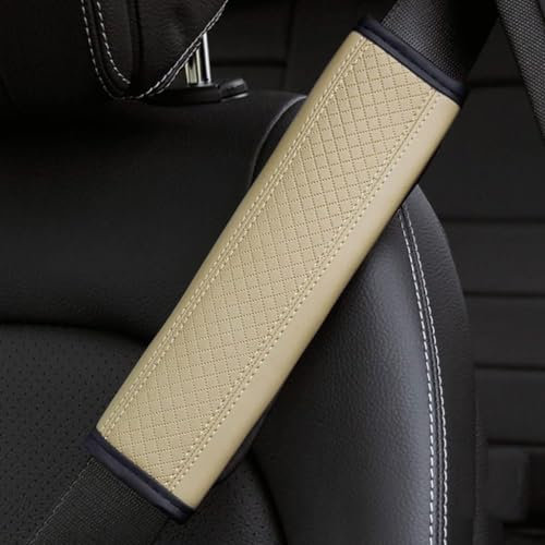 LYNYQ 2 Stück Gurtpolster Auto für Mercedes Benz W211 M272, Leder Sicherheitsgurt Polster Abnehmbar Sicherheitsgurtschutz Erhöht Fahrkomfortgefühl,C-Beige
